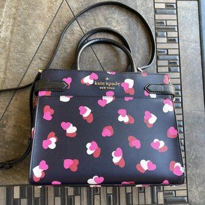 Kate Spade Staci Medium Satchel Flutter Hearts Black Multi